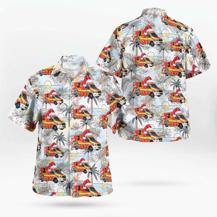 Grand-Ducal Fire and Rescue Corps of Luxembourg CGDIS Ambulance Christmas Hawaiian Shirt DLQD2211PD01