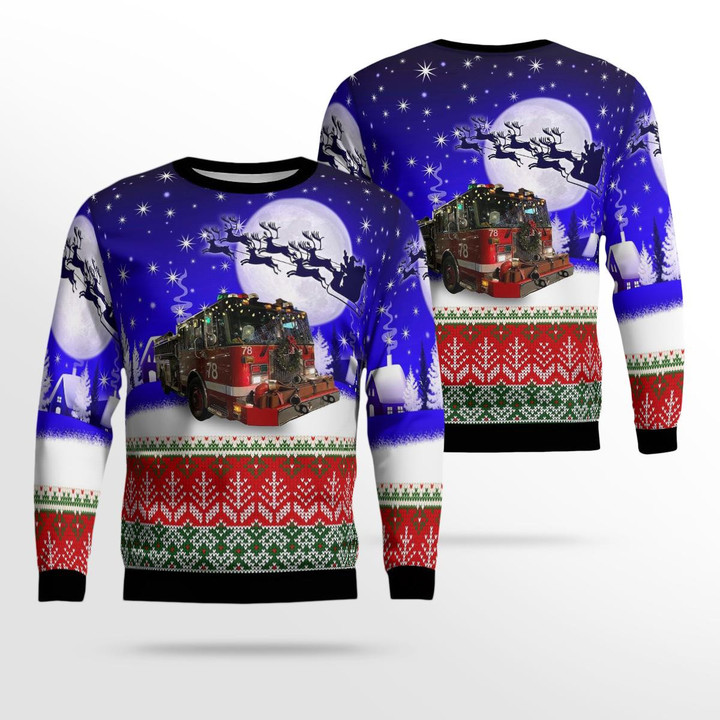 Chicago fire engine 78 AOP Ugly Sweater DLHH1612BG03