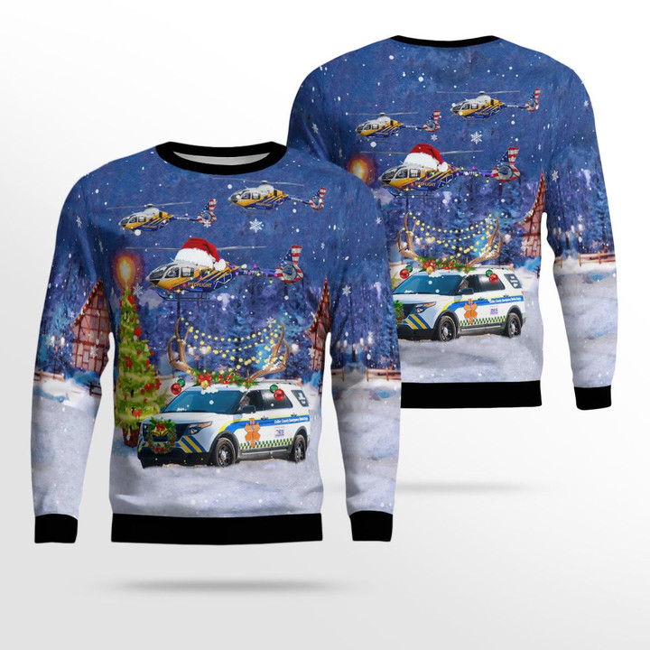 NLMP0311BC05 Collier County EMS Ford Explorer & N911CB Airbus Helicopters H135 / EC135T3 C/N 2105 Christmas AOP Ugly Sweater