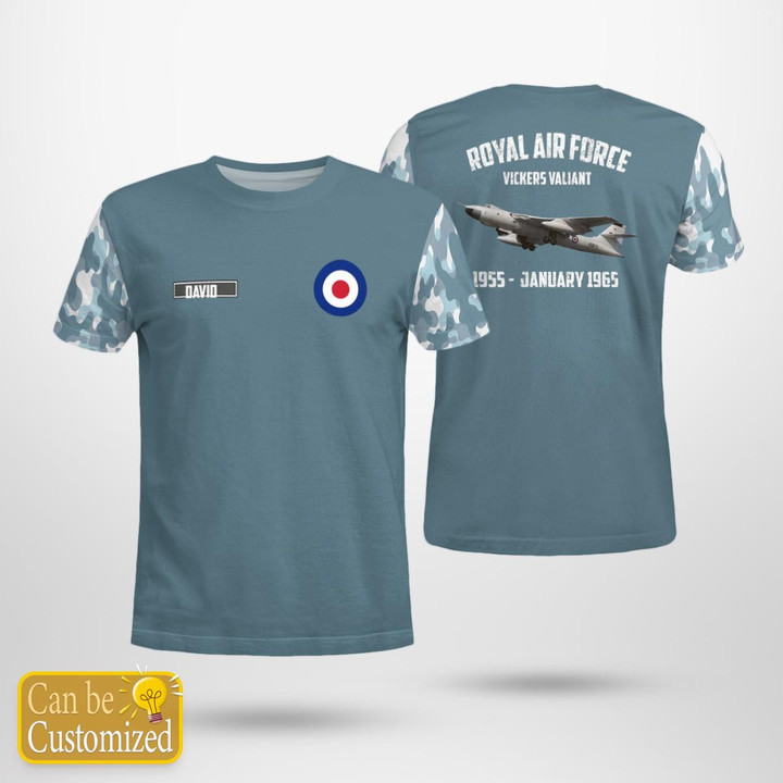 Custom Name Royal Air Force Vickers Valiant 3D T-shirt NLMP2610BG11