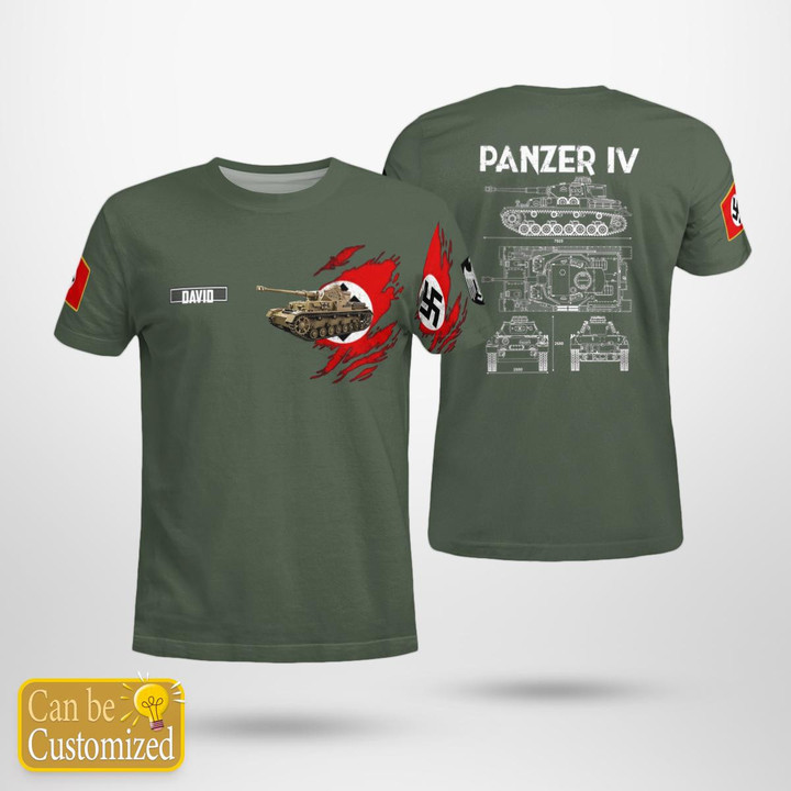 Custom Name German Army WW2 PANZER IV PzKpfw IV 3D T-shirt NLMP2610BG01