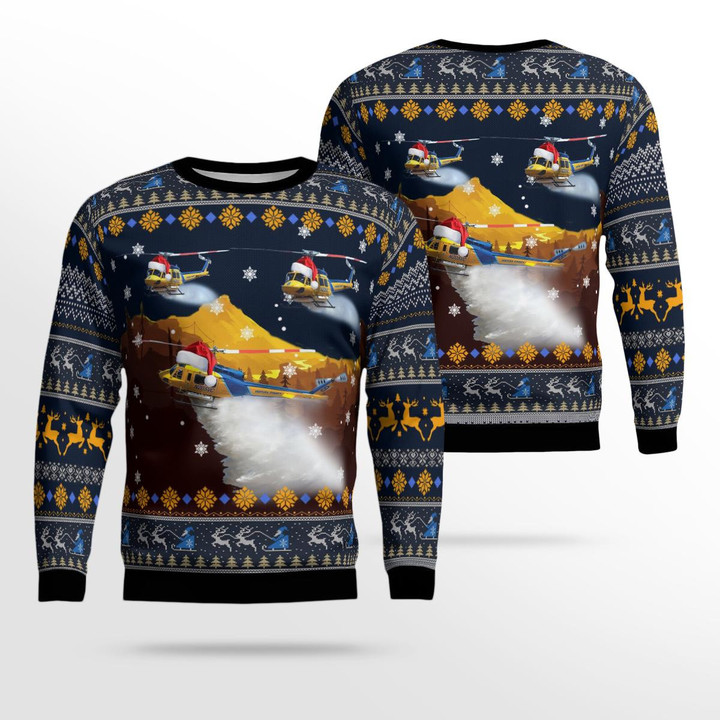 NLSI1410BC04 Ventura County Sheriff Fire Support Bell 205A-1 Christmas AOP Ugly Sweater