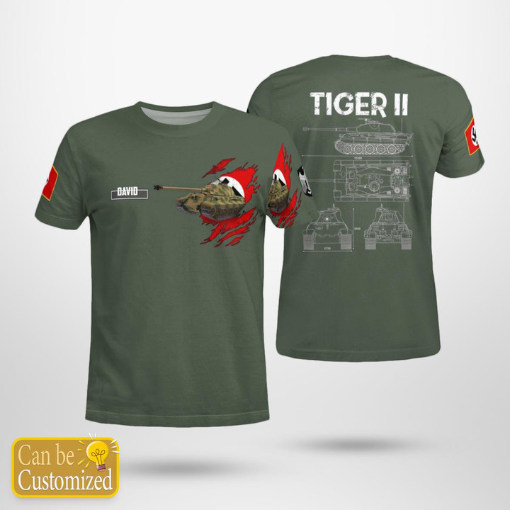 Custom Name Germany Army Tiger II 3D T-shirt NLMP2610BG02