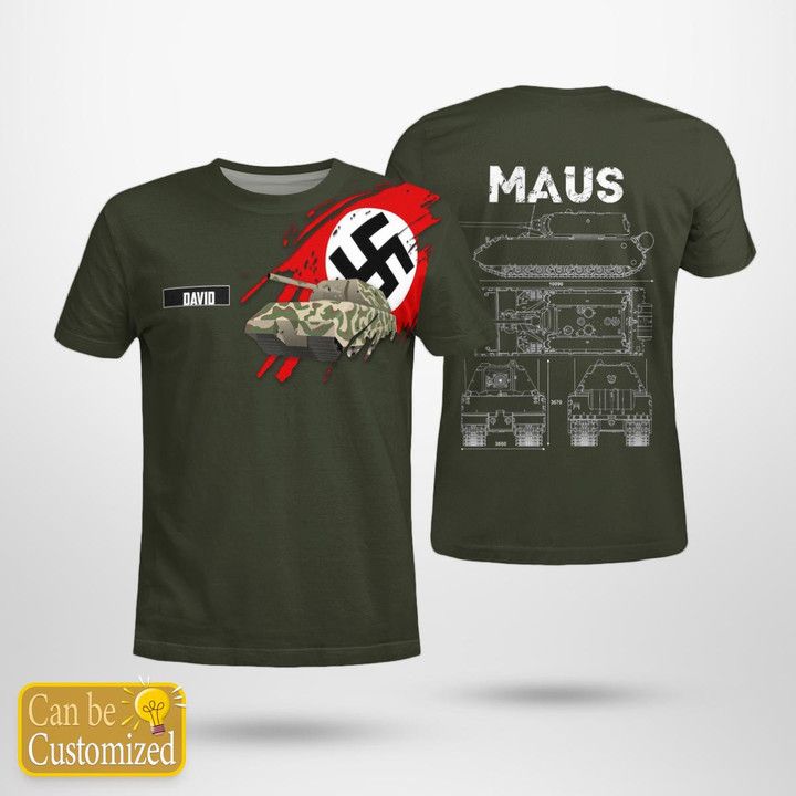 Custom Name German Army World War II Panzer VIII Maus 3D T-shirt NLSI2610BG02