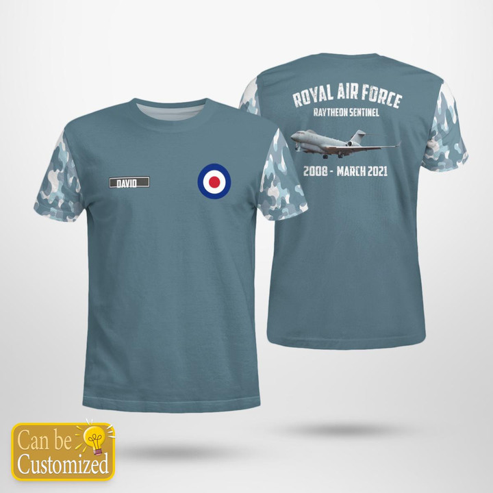 Custom Name Royal Air Force Raytheon Sentinel 3D T-shirt NLMP2610BG12