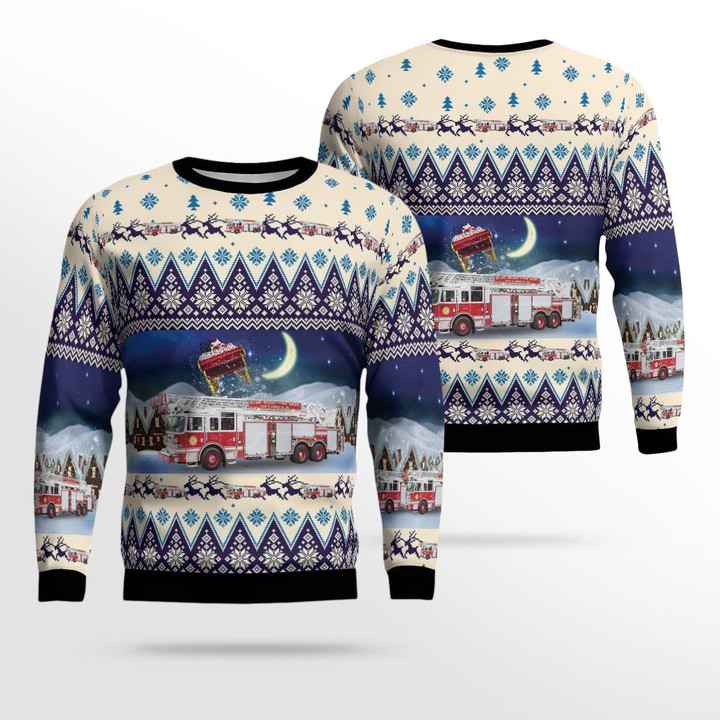 Blue Point, New York, Blue Point Fire Department AOP Ugly Sweater DLHH1811BG07