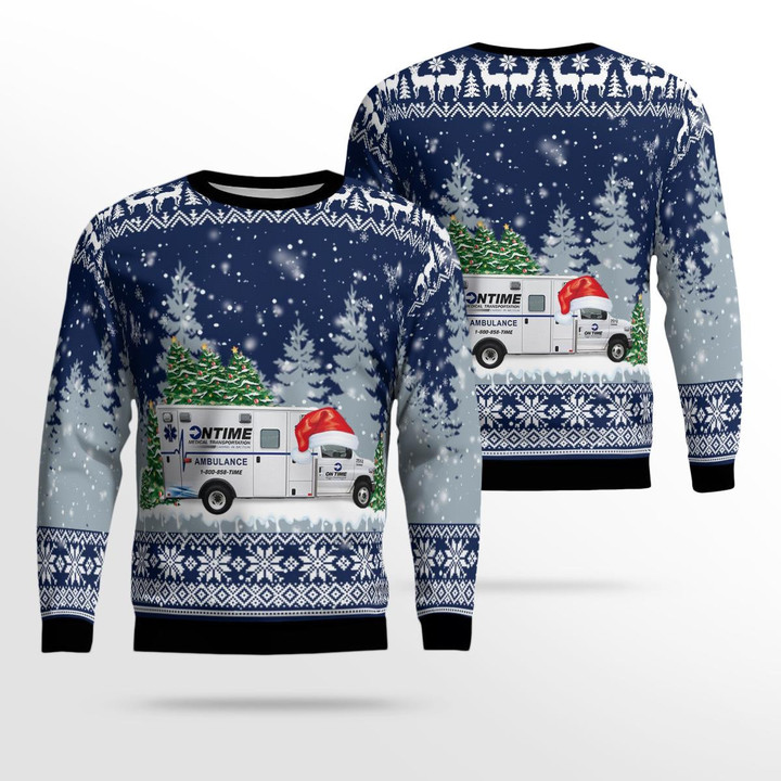 On Time Ambulance, Roselle, New Jersey Christmas AOP Ugly Sweater NLSI3011BG01