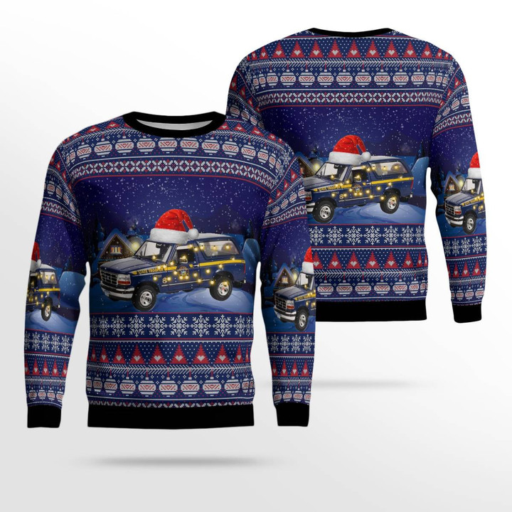 New York State Police - 1996 Ford Bronco XLT Christmas AOP Ugly Sweater DLQD0711PD01