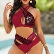 NFL Atlanta Falcons Wrap Criss Cross High Waisted Swimsuit Nicegift WCCS-Q7S3U6