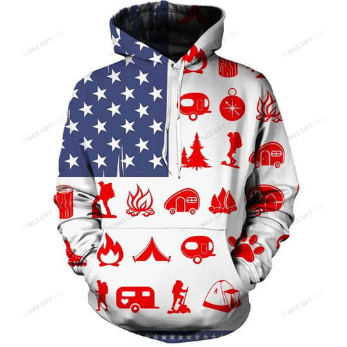 Camping Flag Icon Pattern Hoodie 3D 3HO-W3L0