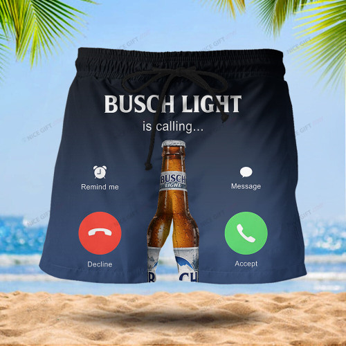 Busch Light Is Calling Men Beach Shorts Nicegift MBS-I1H2