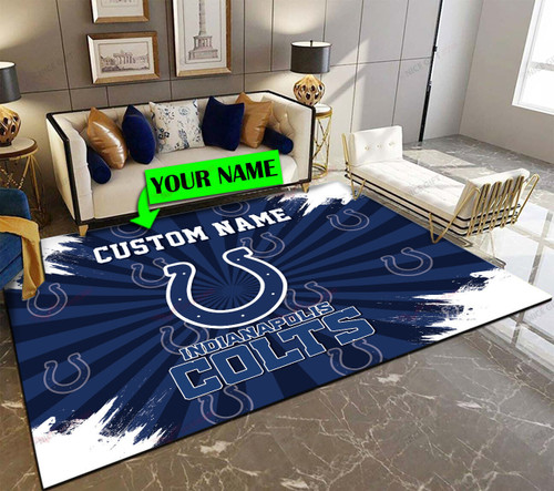 NFL Indianapolis Colts (Your Name) Area Rug Nicegift SQR-H8U0