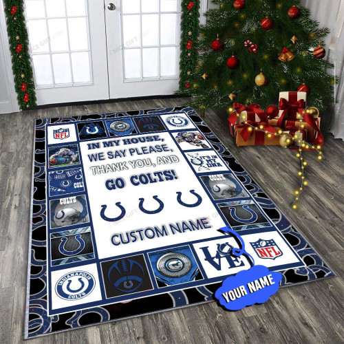 NFL Indianapolis Colts (Your Name) Area Rug Nicegift SQR-H1R2