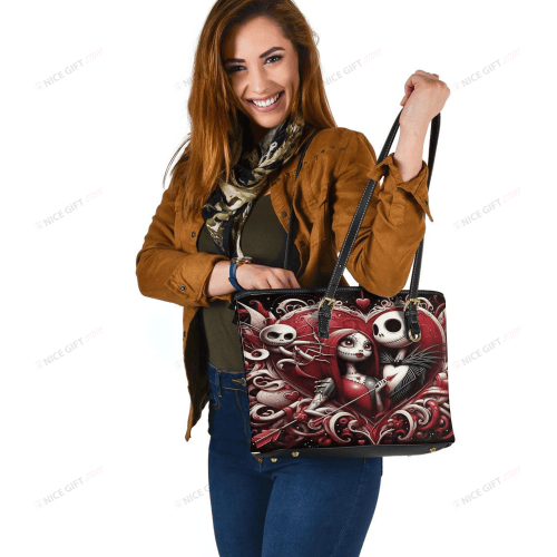 Jack Skellington & Sally Leather Tote Bag & Woman Purse Set LTB-W7A8 WOP-Q1N3