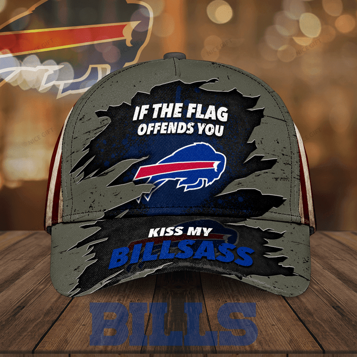 NFL Buffalo Bills If The Flag Offends You Kiss My Billsass 3D Cap Nicegift 3DC-J6S5