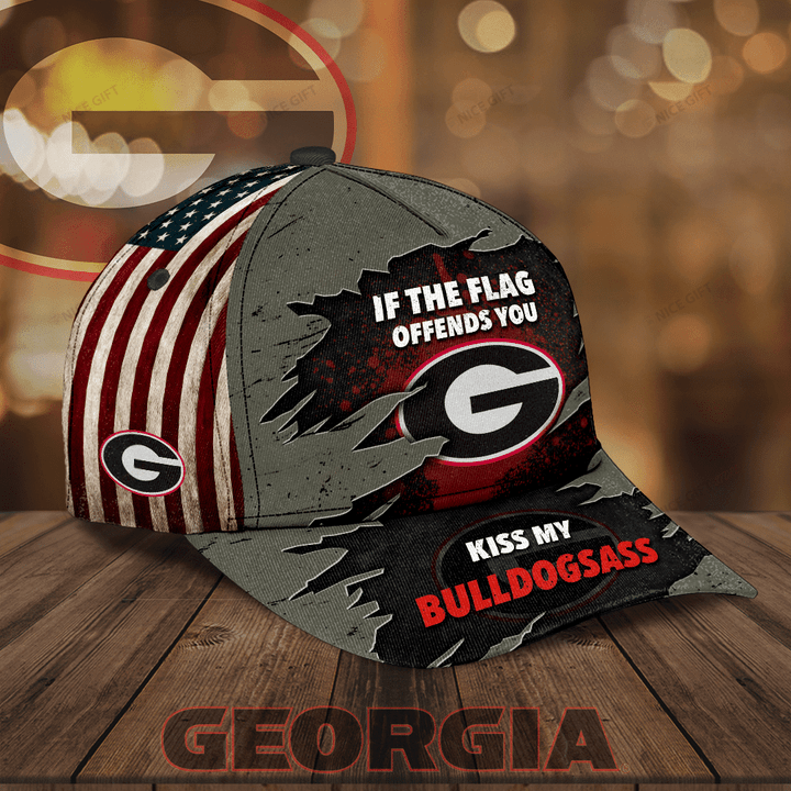 NCAAF Georgia Bulldogs If The Flag Offends You Kiss My Bulldogsass 3D Cap Nicegift 3DC-T4I4