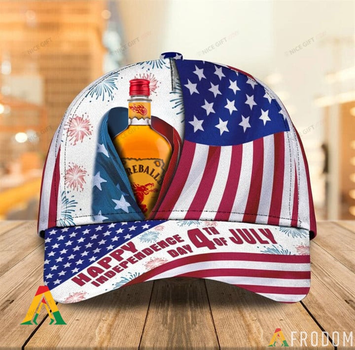 Fireball Cinnamon Whisky Happy Independence Day 3D Cap Nicegift 3DC-P9W8