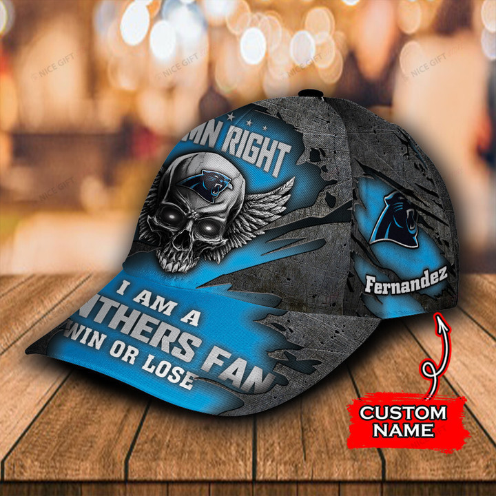 (Your Name) Damn Right I Am A NFL Carolina Panthers Fan Now And Forever 3D Cap Nicegift 3DC-M7Z2