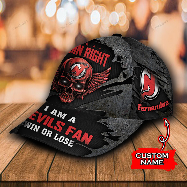 (Your Name) Damn Right I Am A NHL New Jersey Devils Fan Now And Forever 3D Cap Nicegift 3DC-U9F2