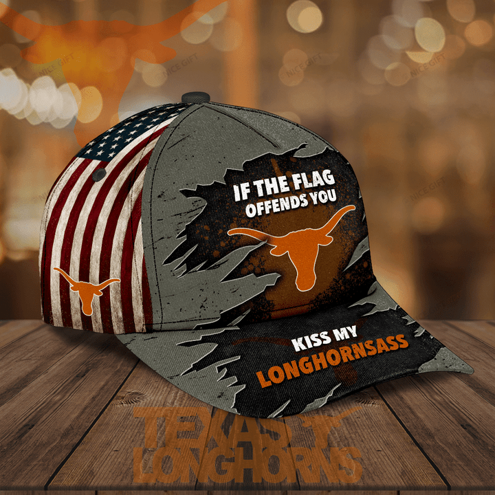 NCAAF Texas Longhorns If The Flag Offends You Kiss My Longhornsass 3D Cap Nicegift 3DC-A4C6