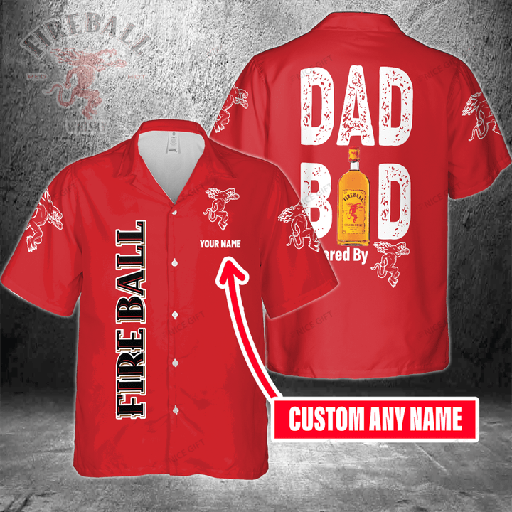 Dad Bod Powered By Fireball Cinnamon Whisky (Your Name) Hawaii 3D Shirt Nicegift 3HS-N9W6