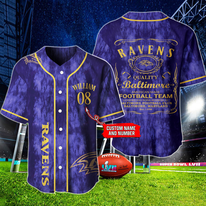 NFL Baltimore Ravens (Your Name) Baseball Jersey Nicegift BBJ-W3U9