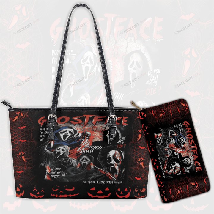 Ghostface Leather Tote Bag & Woman Purse Set LTB-A0P8 WOP-W4A3