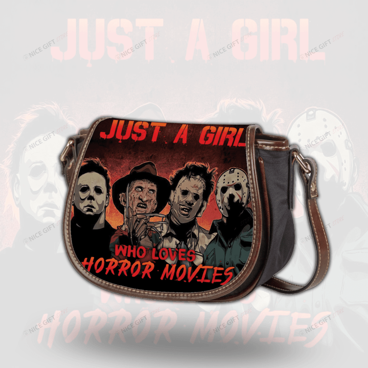 Just A Girl Who Loves Horror Movies Saddle Bag Nicegift SAB-N0V3