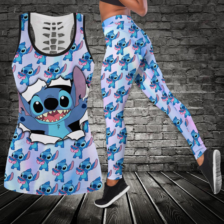 Stitch Hollow Tanktop Leggings Set Nicegift TLS-A6Z7