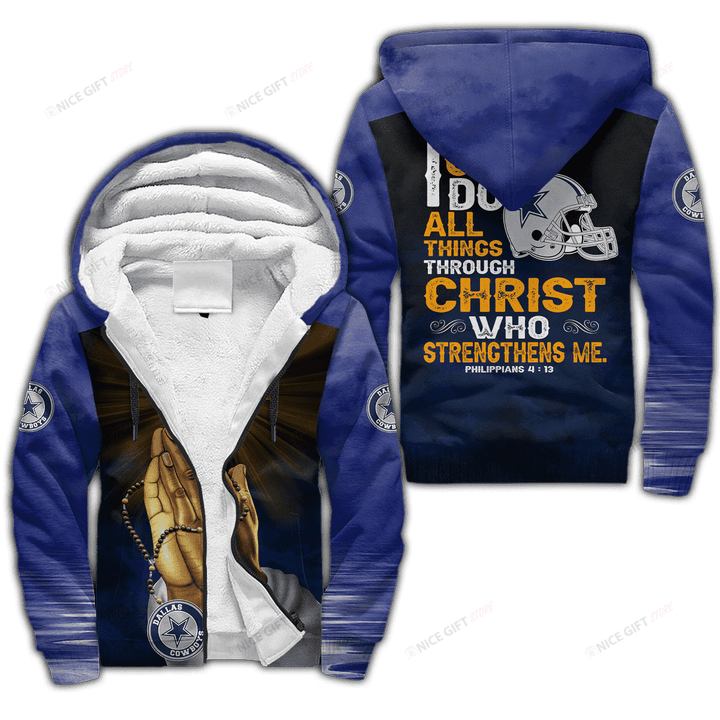 NFL Dallas Cowboys I Can Do All Things Through Christ Who Strengthens Me Fleece Zip Hoodie FZH-B5G6