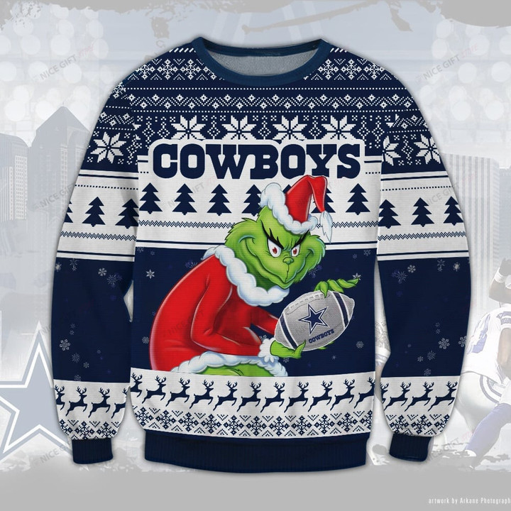 NFL Dallas Cowboys The Grinch Ugly Sweater Nicegift 3SW-G9X3