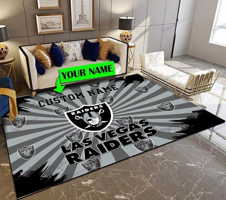 NFL Las Vegas Raiders (Your Name) Area Rug Nicegift SQR-C3C5