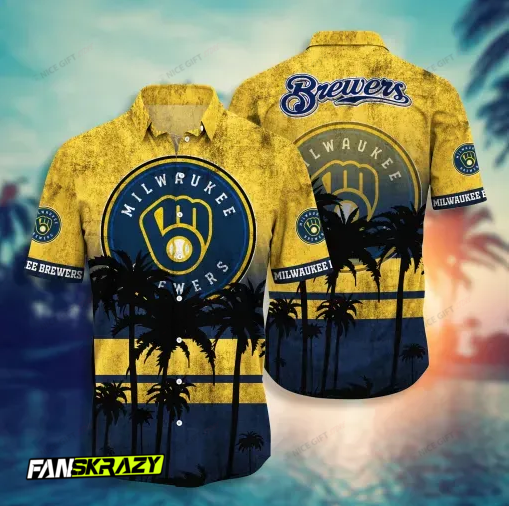 MLB Milwaukee Brewers Hawaii 3D Shirt Nicegift 3HS-V8S0