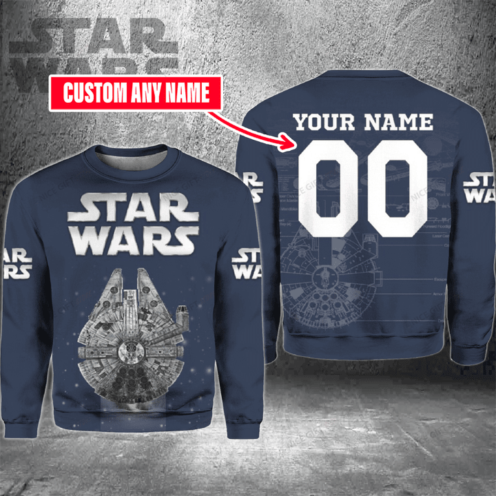Star Wars Millennium Falcon (Your Name) Crewneck Sweatshirt Nicegift 3CS-Q7E5