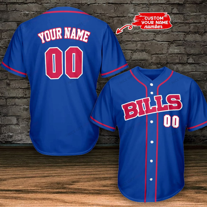 NFL Buffalo Bills (Your Name & Number) Baseball Jersey Nicegift BBJ-C7H6