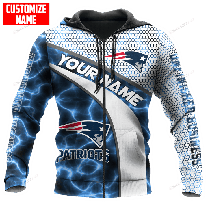 NFL New England Patriots (Your Name) Zip Hoodie 3D Nicegift 3ZH-I2P1