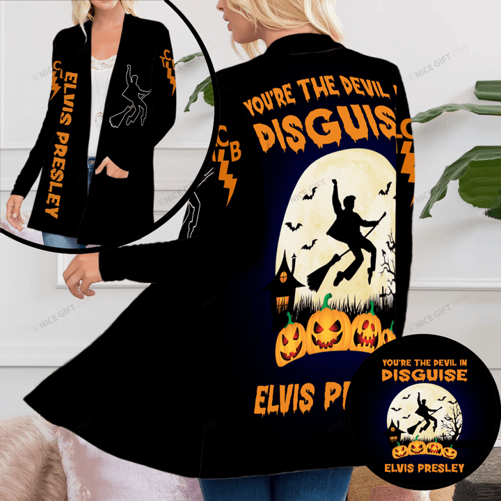 Elvis Presley You're The Devil In Disguise Women's Patch Pocket Cardigan Nicegift PPC-G7B5