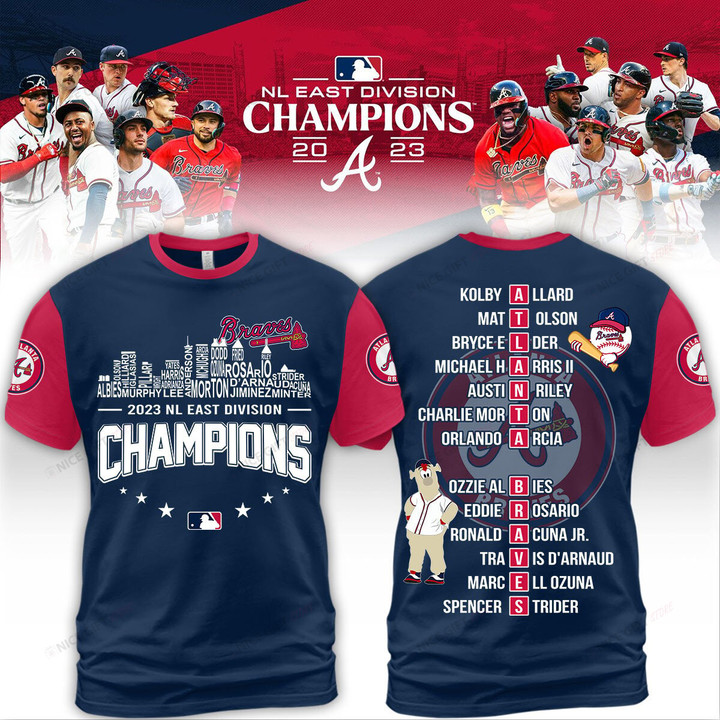 MLB Atlanta Braves NL East Division Champions 2023 3D T-shirt Nicegift 3TS-P0P5