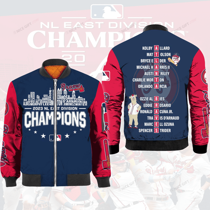 MLB Atlanta Braves NL East Division Champions 2023 Bomber Jacket Nicegift 3BB-N5W0