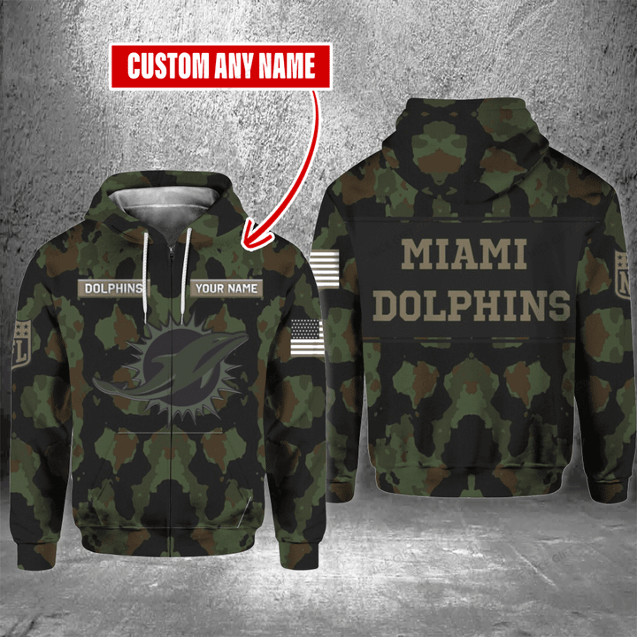 NFL Miami Dolphins (Your Name) Zip Hoodie 3D Nicegift 3ZH-O1F6