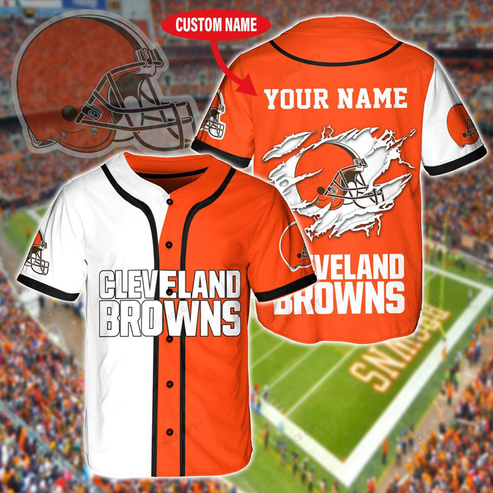 NFL Cleveland Browns (Your Name) Baseball Jersey Nicegift BBJ-I7B9