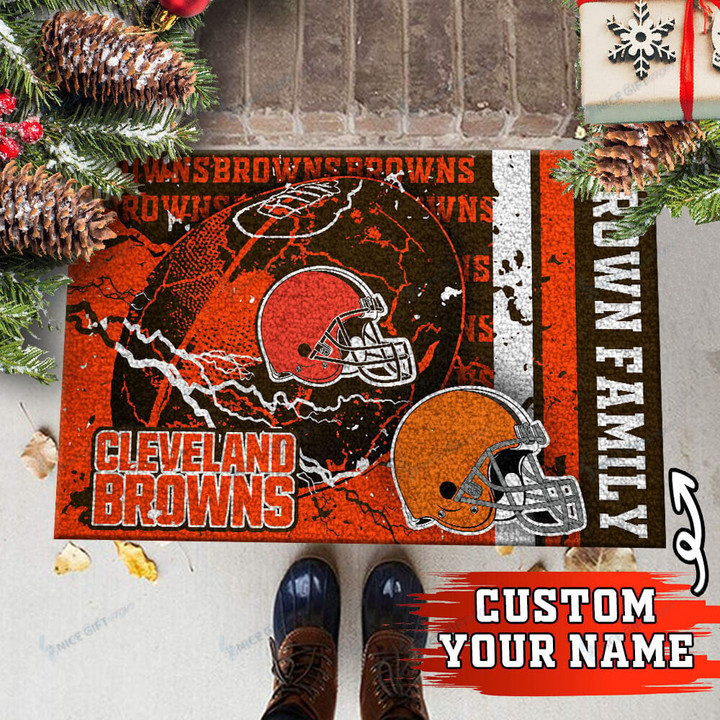 NFL Cleveland Browns (Your Name) Rubber Doormat Nicegift DRM-Y3O5