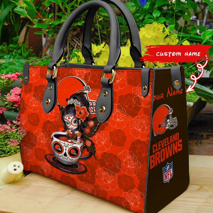NFL Cleveland Browns (Your Name) Women 3D Small Handbag Nicegift WSH-C0G3
