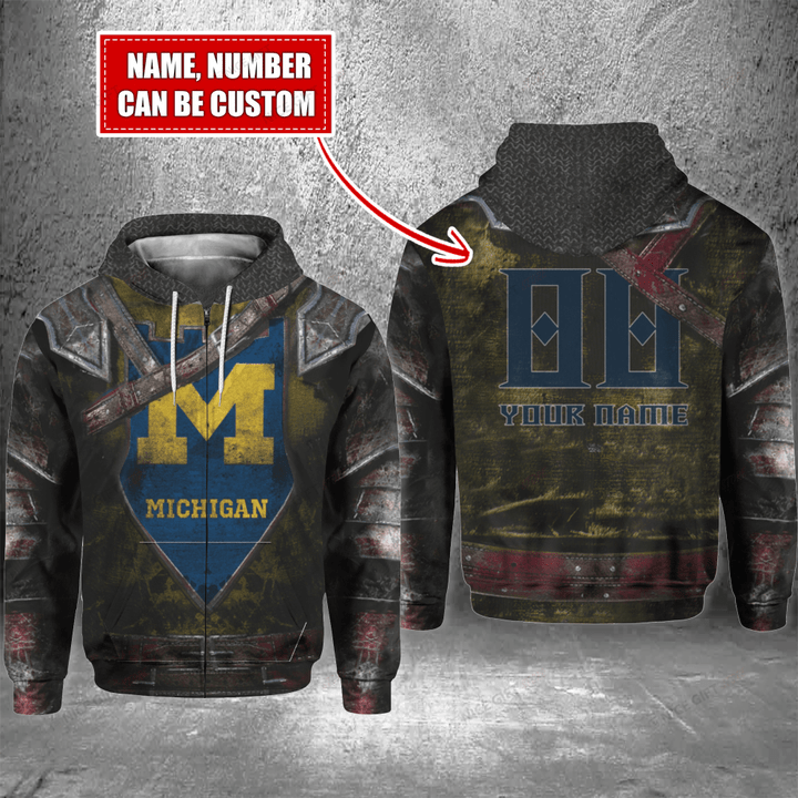 NCAA Michigan Wolverines (Your Name & Number) Zip Hoodie 3D Nicegift 3ZH-U5C7