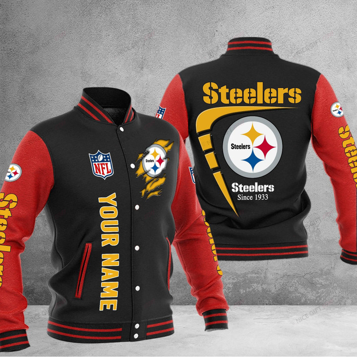 NFL Pittsburgh Steelers (Your Name) Baseball Jacket Nicegift BJA-Y3E0