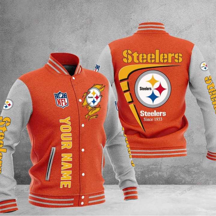 NFL Pittsburgh Steelers (Your Name) Baseball Jacket Nicegift BJA-V3M5