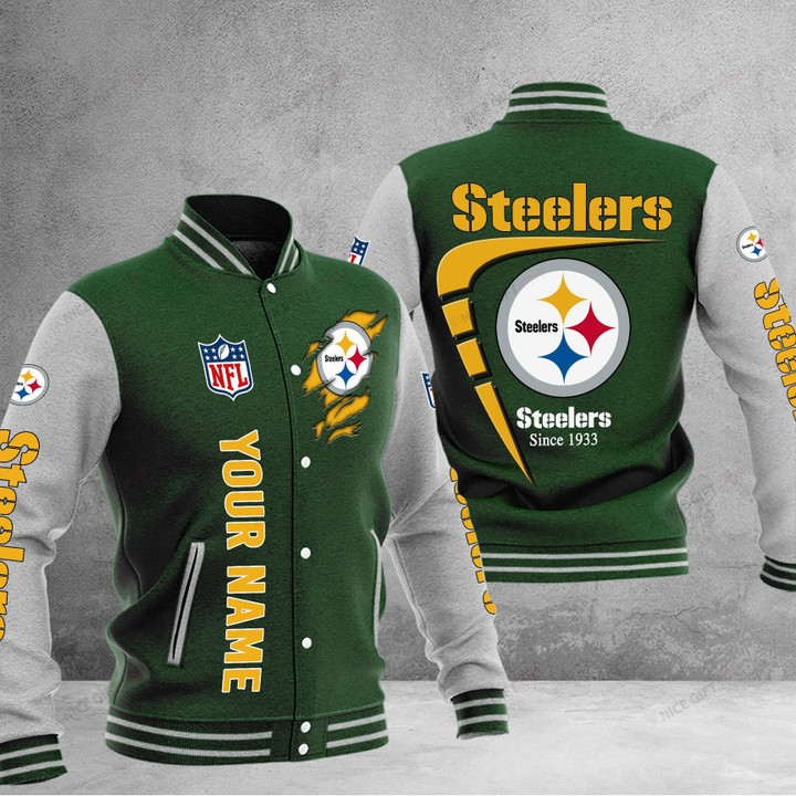 NFL Pittsburgh Steelers (Your Name) Baseball Jacket Nicegift BJA-C4Y3