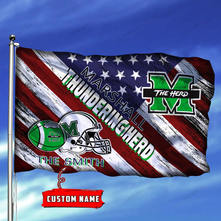 NCAA Marshall Thundering Herd (Your Name) Flag Nicegift FLG-A4G3