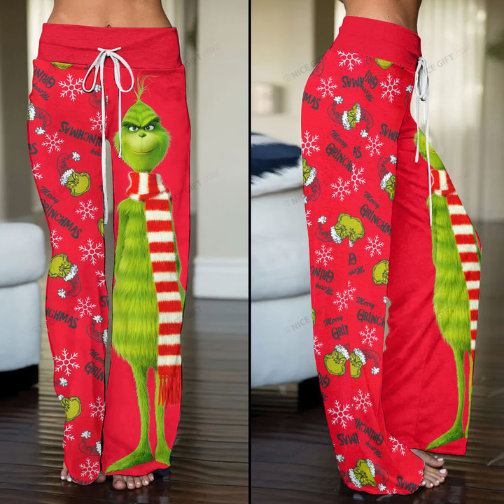 Merry Grinchmas Women's High-waisted Straight-leg Trousers Nicegift HST-F3V5