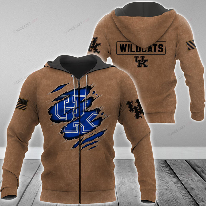 NCAA Kentucky Wildcats Zip Hoodie 3D Nicegift 3ZH-Q4U5
